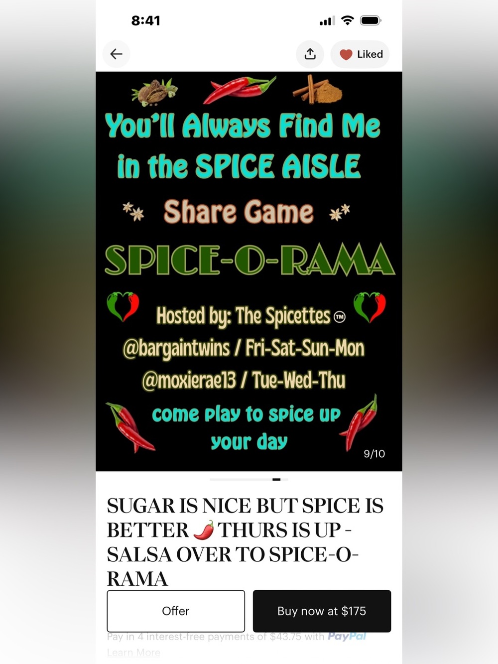 Spice- O- Rama Share Game - have fun and make friends.